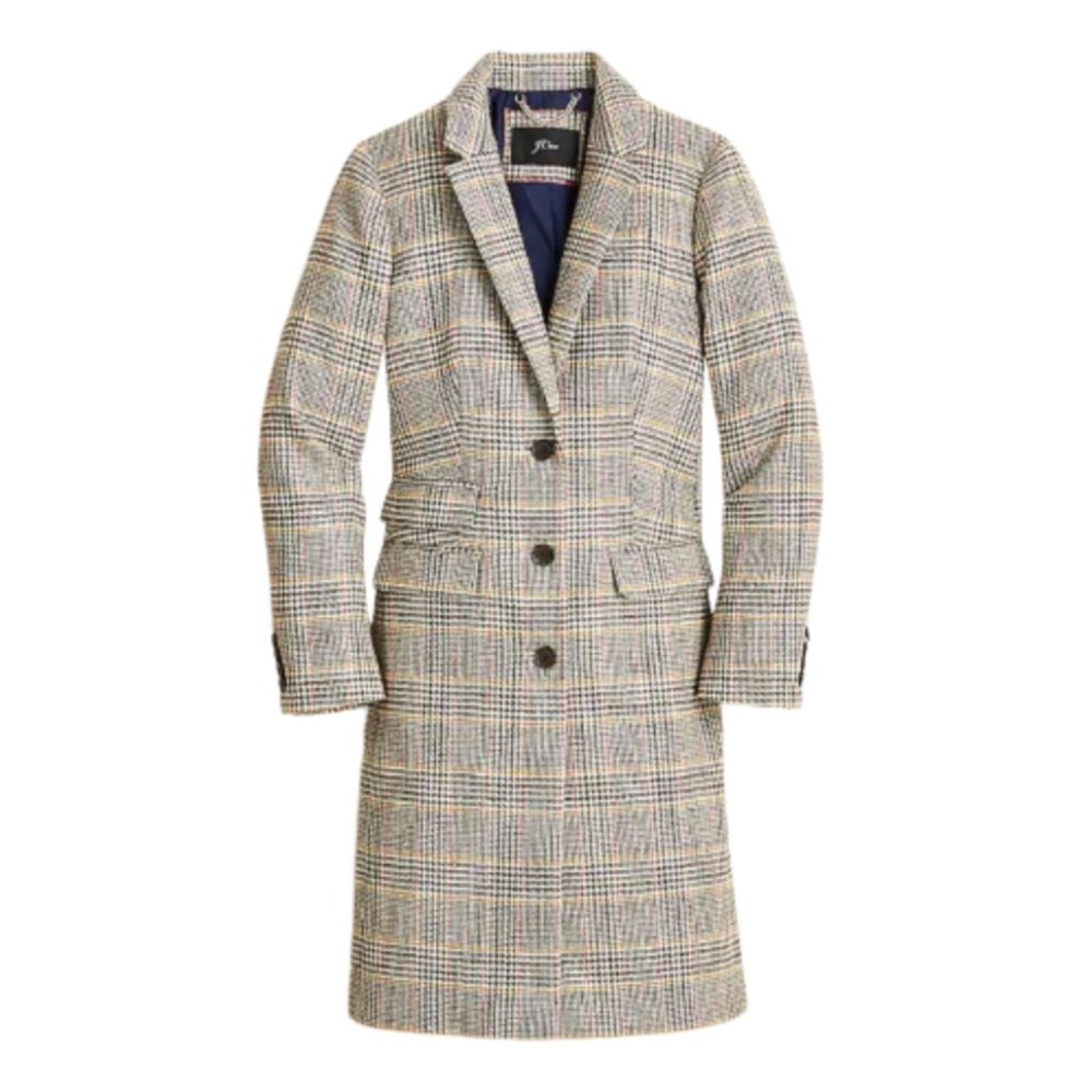 NWT JCrew Dalton Topcoat Coat Jacket Womens 8 Brown Glen Plaid Wool Lined NEW